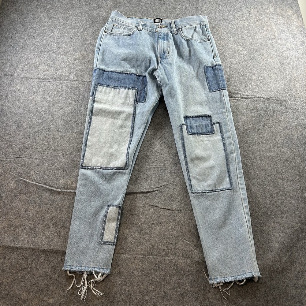 BDG Dad Slim Taper Fit Jeans Men's 30X32 100% Blue Cotton Denim Patchwork
